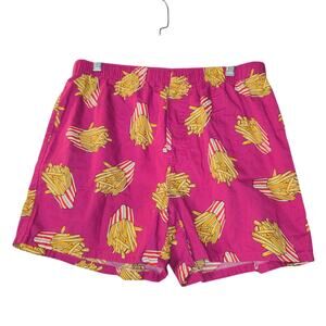 Old Navy Womens Medium Novelty Print‎ Shorts French Fries Pink All Over Print